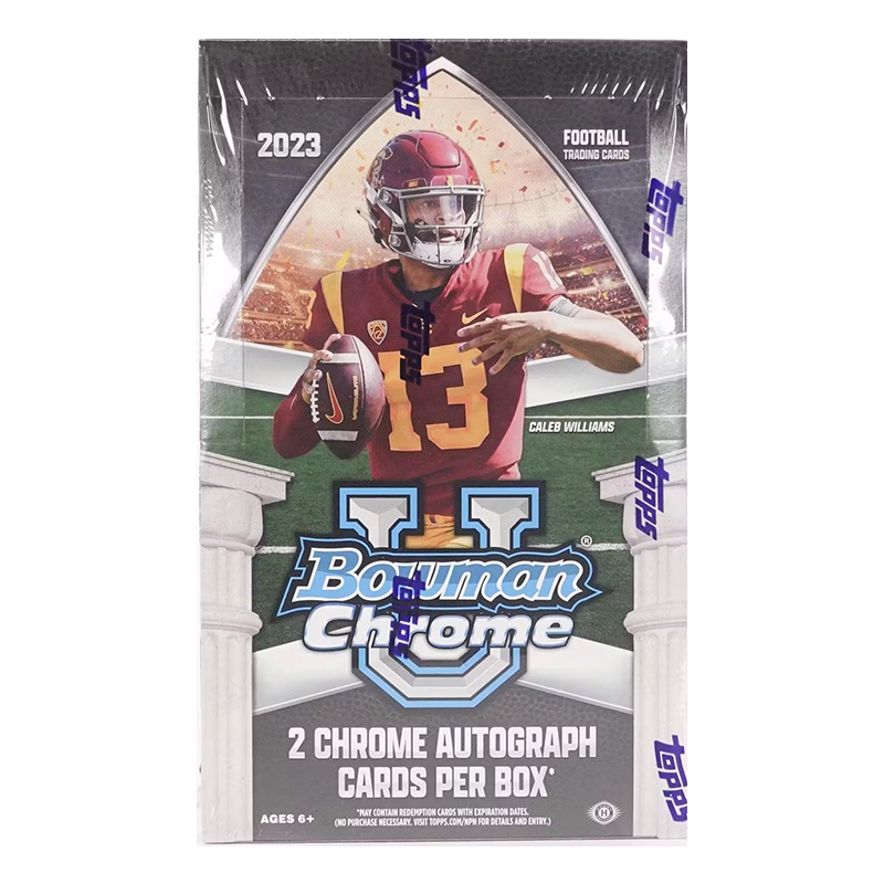 2023BowmanChromeUniversityFootball_07f2bf2a-f168-4ffa-973b-bef6e40f6638 2023 Bowman University Chrome Football Hobby 12 Box Case - Image 1